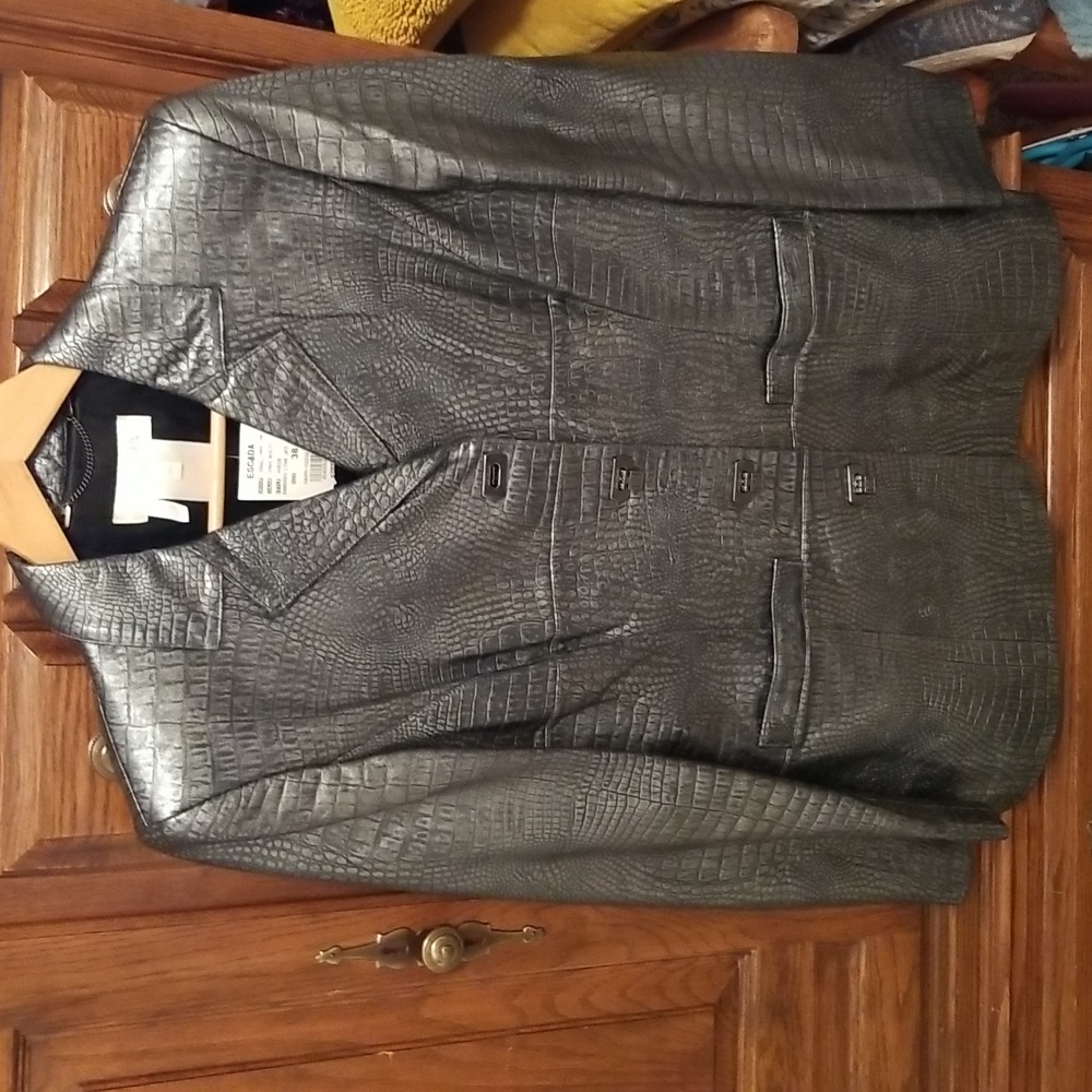 Escada leather jacket and skirt,size 38